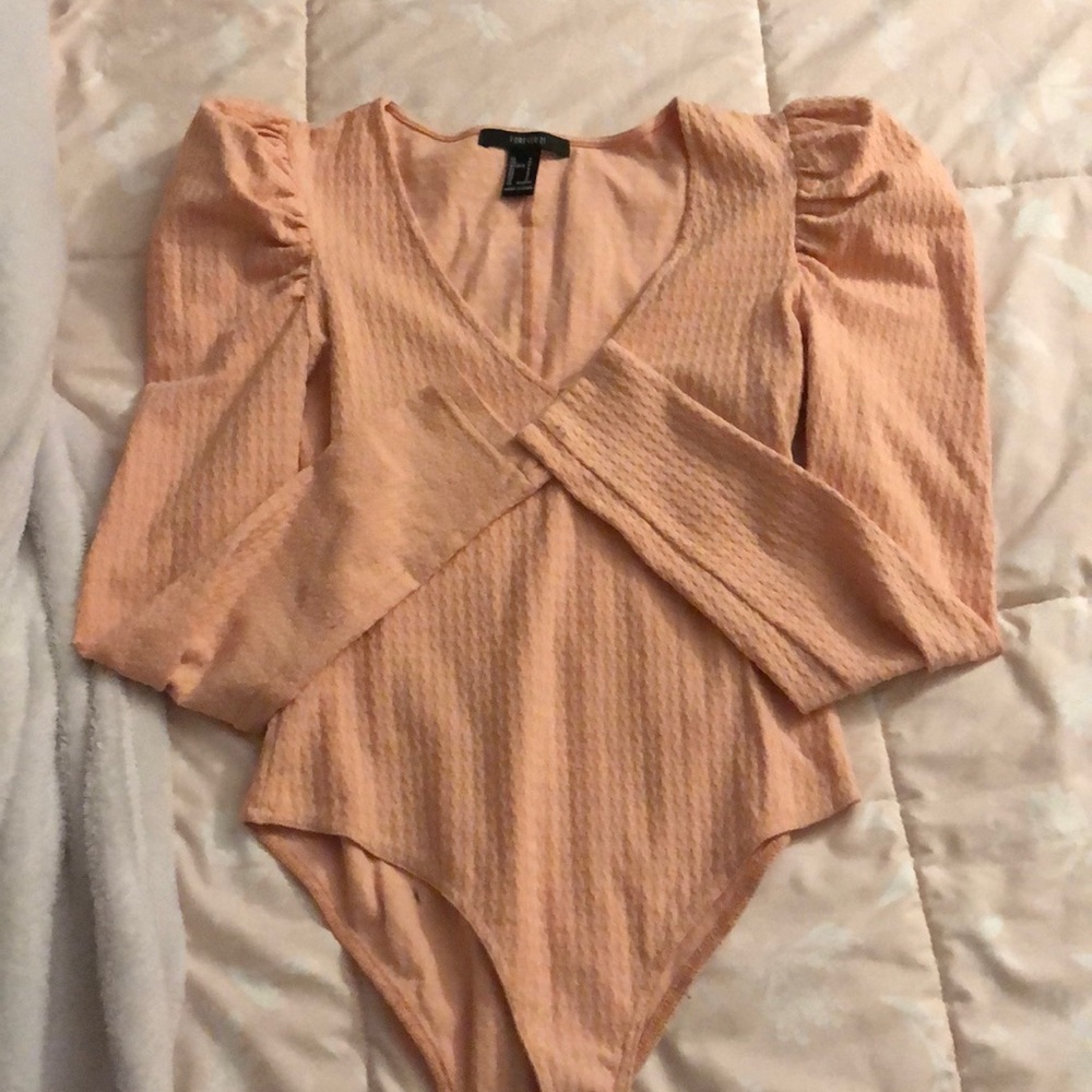F21 • Peach Knitted Bodysuit • Size S